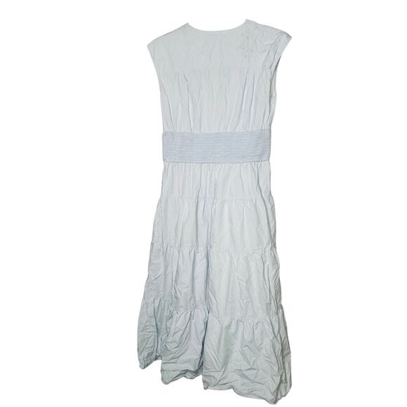 DEREK LAM COLLECTIVE Blue 100% Cotton Hourglass Layered Midi Dress Size 44 - Picture 5 of 13